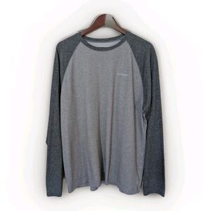 Columbia Mens XL Omni Wick Gray Raglan Long Sleeve Logo Tee 2 Tone
